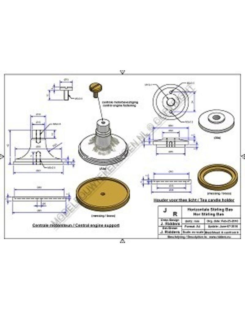 MBT Horizontaler Einzylinder-Stirlingmotor "Bas" - Bauzeichnung Maßstab 1 : XX (60.12.024)