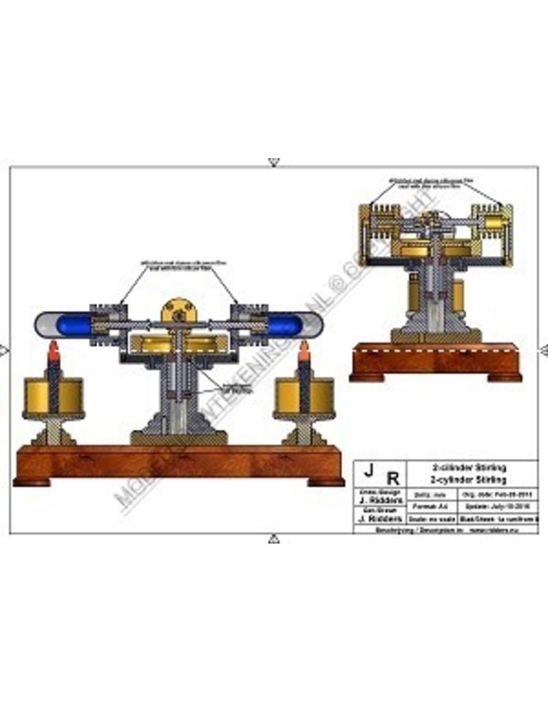 MBT Horizontaler Zweizylinder-Stirlingmotor - Bauzeichnung Maßstab 1 : XX (60.12.026)
