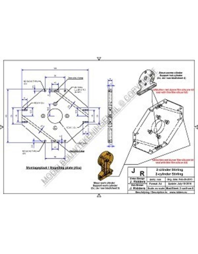 MBT Horizontale tweecilinder Stirlingmotor - Bouwtekening Schaal 1 : XX (60.12.026)
