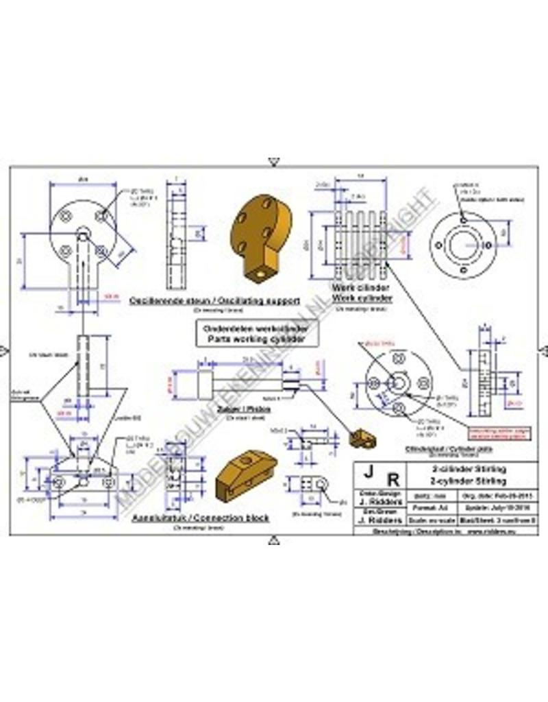 MBT Horizontale tweecilinder Stirlingmotor - Bouwtekening Schaal 1 : XX (60.12.026)