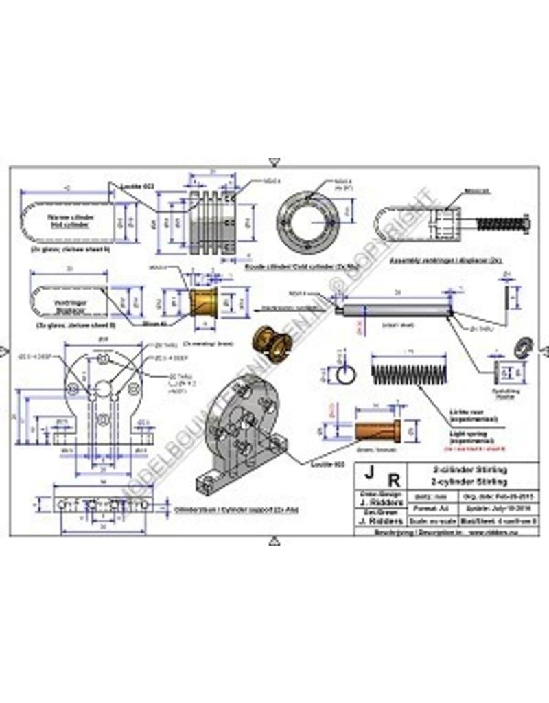 MBT Horizontal Twin-Cylinder Stirling Engine - Construction Drawing Scale 1 : XX (60.12.026)