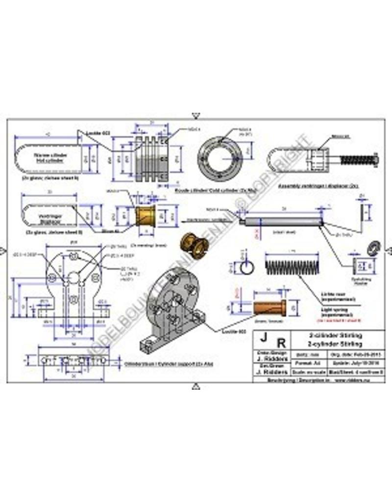 MBT Horizontale tweecilinder Stirlingmotor - Bouwtekening Schaal 1 : XX (60.12.026)