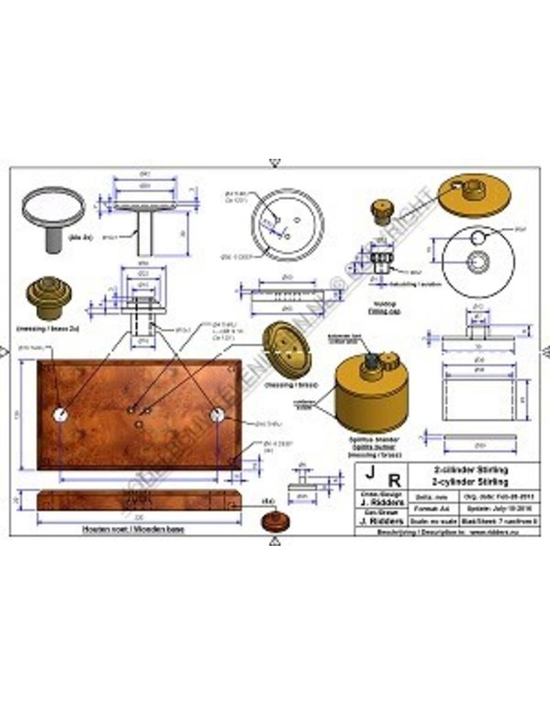 MBT Horizontale tweecilinder Stirlingmotor - Bouwtekening Schaal 1 : XX (60.12.026)