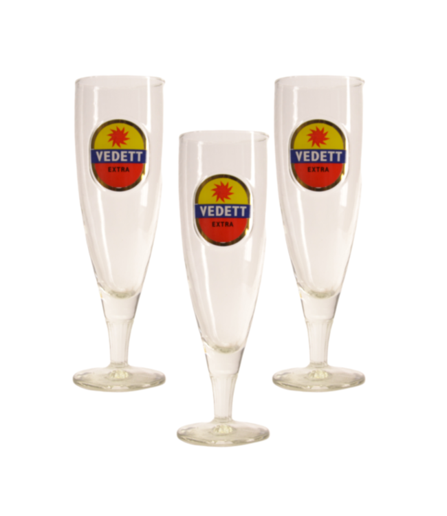 SET VAN 3   l-------l Vedett zu Fuss Bierglas - 33cl (3 Stück)