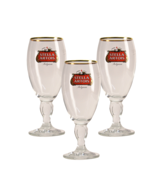 SET VAN 3   l-------l Stella Artois op voet Bierglas - 25cl (Set van 3)