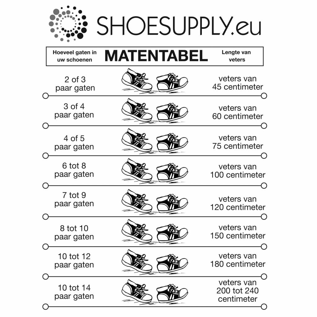 ShoeSupply.eu Plat 180 cm - Sneaker veter Oranje - rood wit blauw