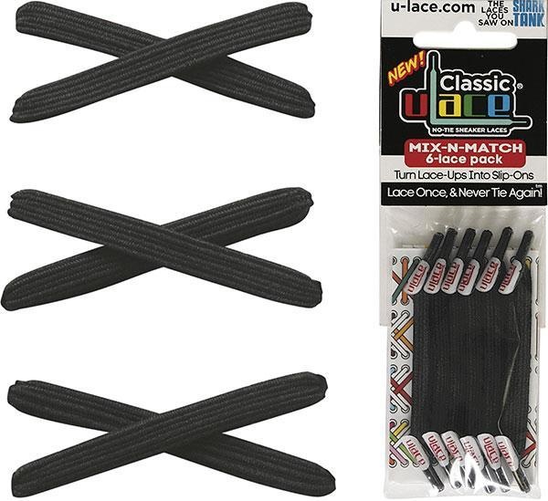 U-LACE VETERS U-Laces classic mix-n-match elastische veters zwart 6 stuks