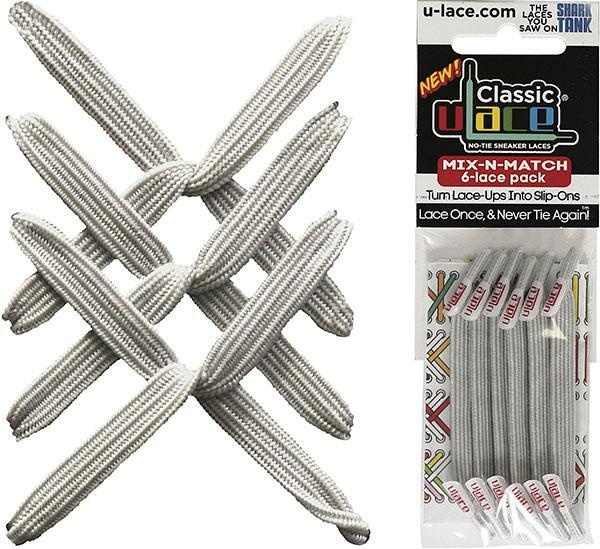 U-LACE VETERS U-Laces classic mix-n-match elastische veters metallic zilver 6 stuks