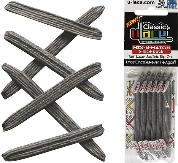 U-LACE VETERS U-Laces classic mix-n-match elastische veters middengrijs 6 stuks