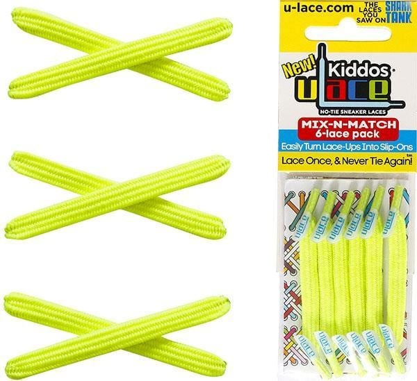 U-LACE VETERS U-Laces kiddos elastische veters neon geel 6 stuks