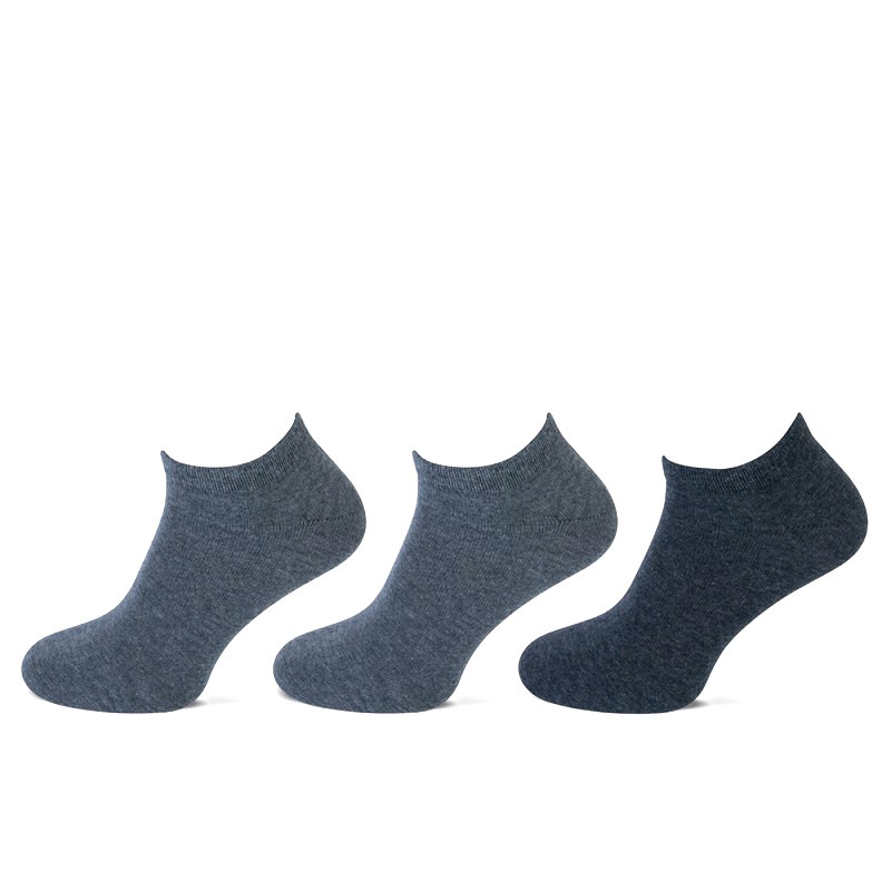 Teckel Sneakersokken - 3 paar - grijs