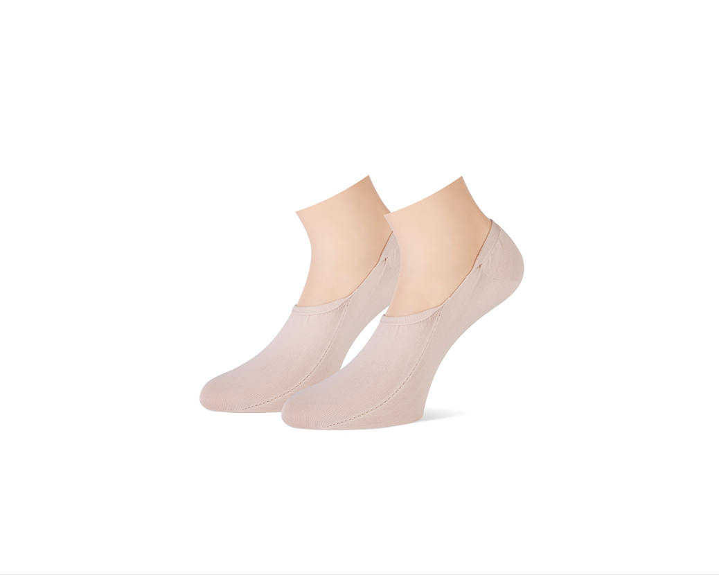 Teckel antibacterieel skinlife footies 2 paar - beige