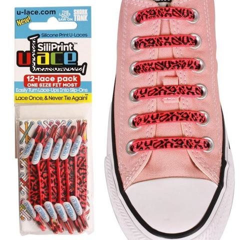 U-LACE VETERS U-Laces silliprint elastische veters pink leopard special edition 12 stuks