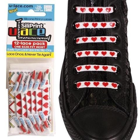 U-LACE VETERS U-Laces silliprint elastische veters red hearts special edition 12 stuks