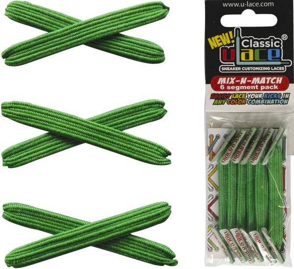 U-LACE VETERS U-Laces classic mix-n-match elastische veters groen 6 stuks