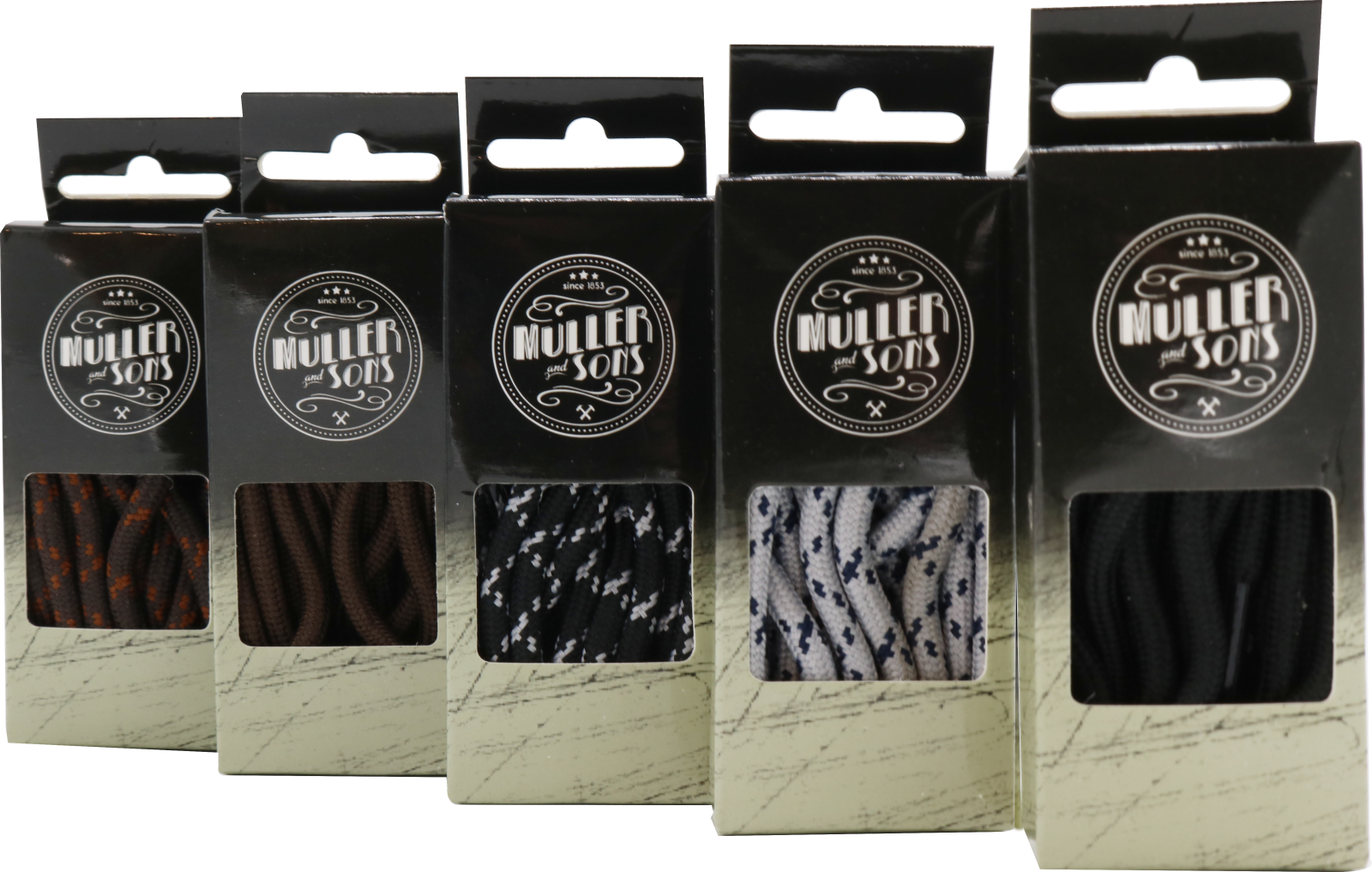 Muller & Sons Outdoor veters 150cm zwart – Muller & Sons sterke ronde veters