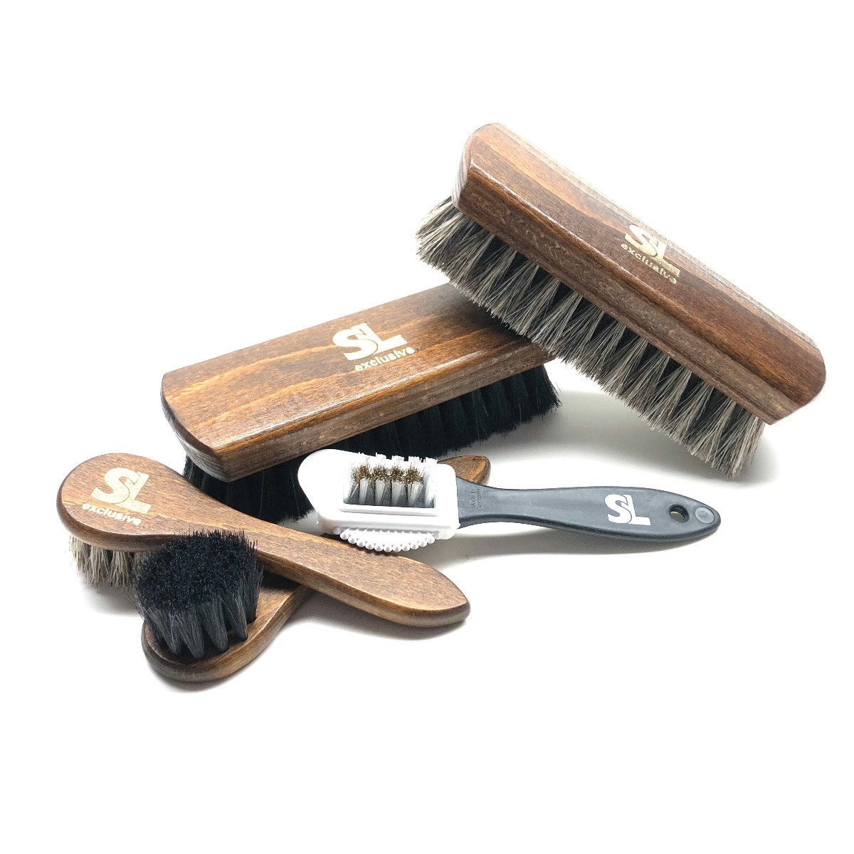 SL LINE Schoenborstel set – complete borstelset met paardenhaar en suèdeborstel