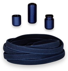 Agletless Elastische veters plat - marineblauw