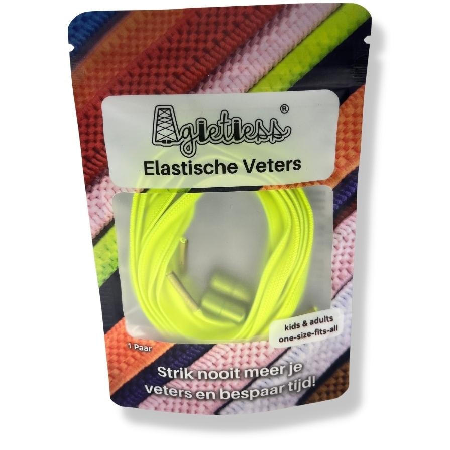 Agletless Agletless elastische veters plat - lime