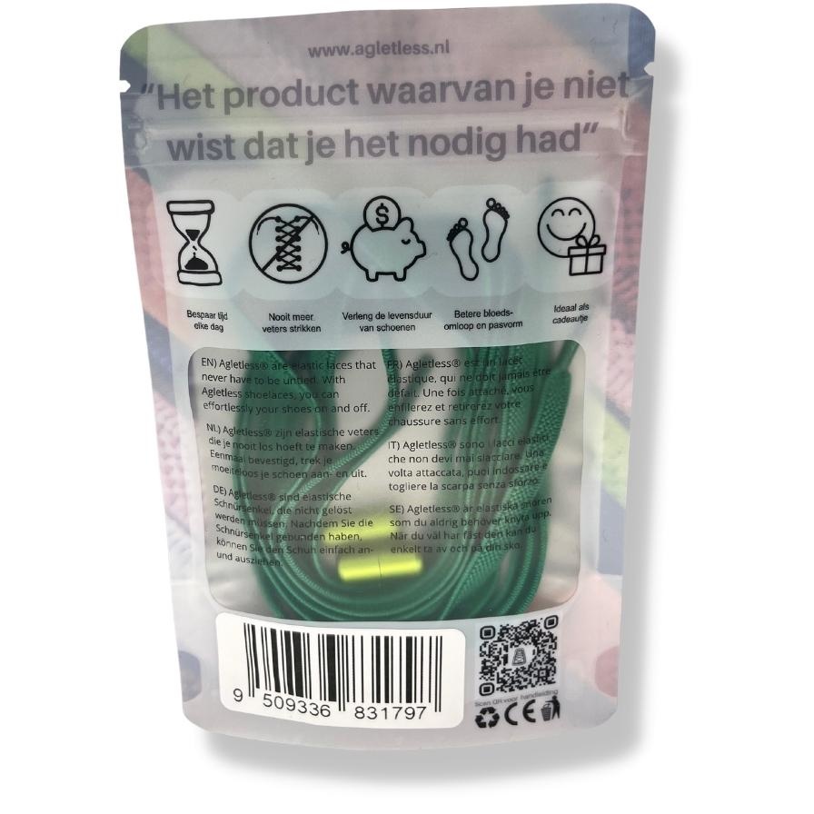 Agletless Agletless elastische veters plat - groen