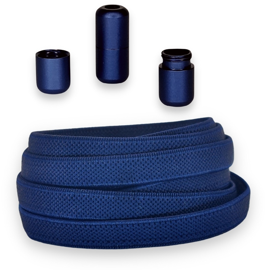 Agletless Agletless elastische veters plat breed - marineblauw