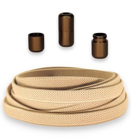 Agletless Elastische veters plat breed - beige