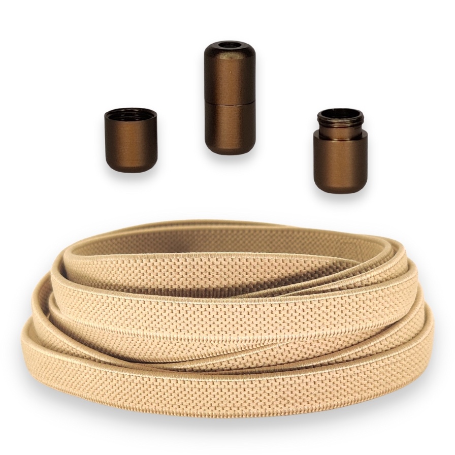 Agletless Agletless elastische veters plat breed - beige