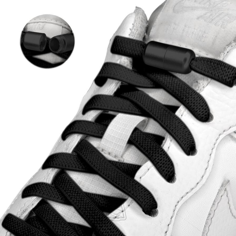 Agletless elastische veters plat breed - lime