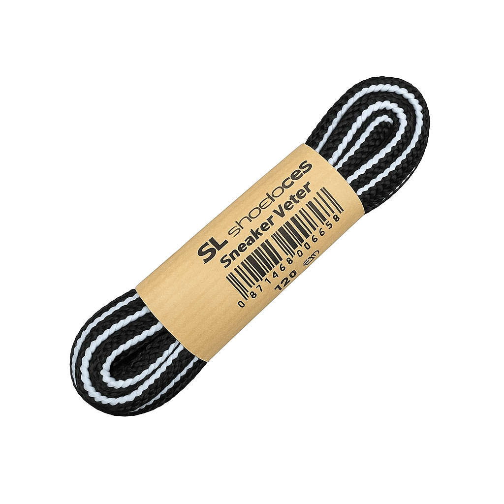 SL LINE Van Bommel veters – SL-Shoelaces zwart/wit 120cm