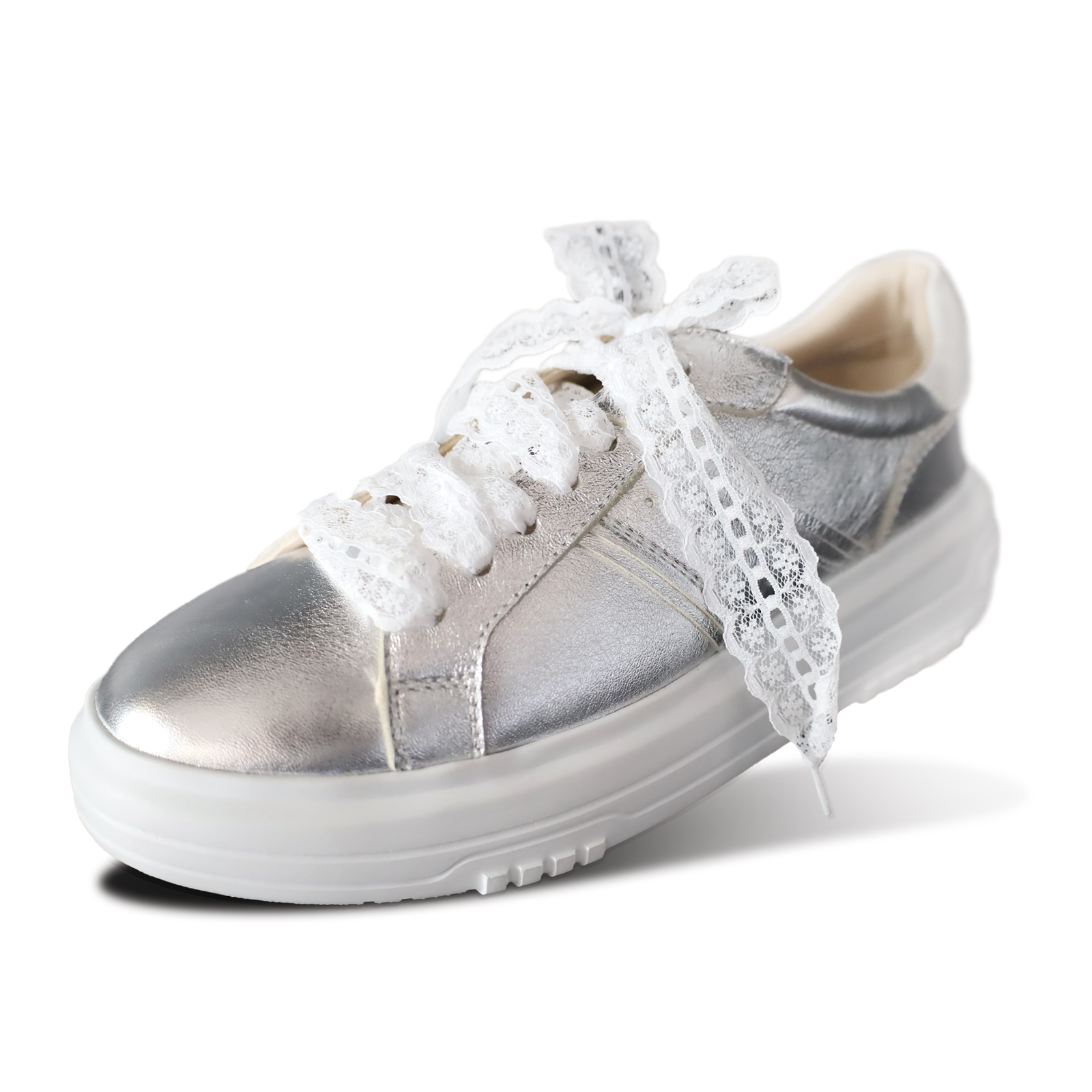 Muller & Sons Kanten veters wit 90cm – elegante modeveters