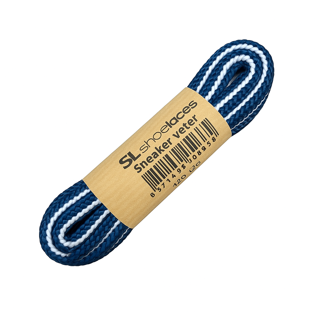 SL LINE Van Bommel veters – SL-Shoelaces blauw/wit 100cm