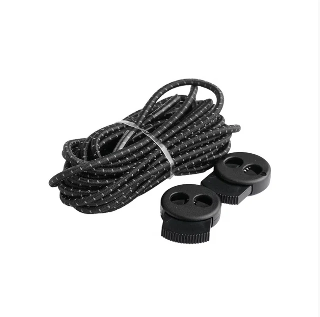 Elastische veters reflecterend 130cm met stopper - zwart