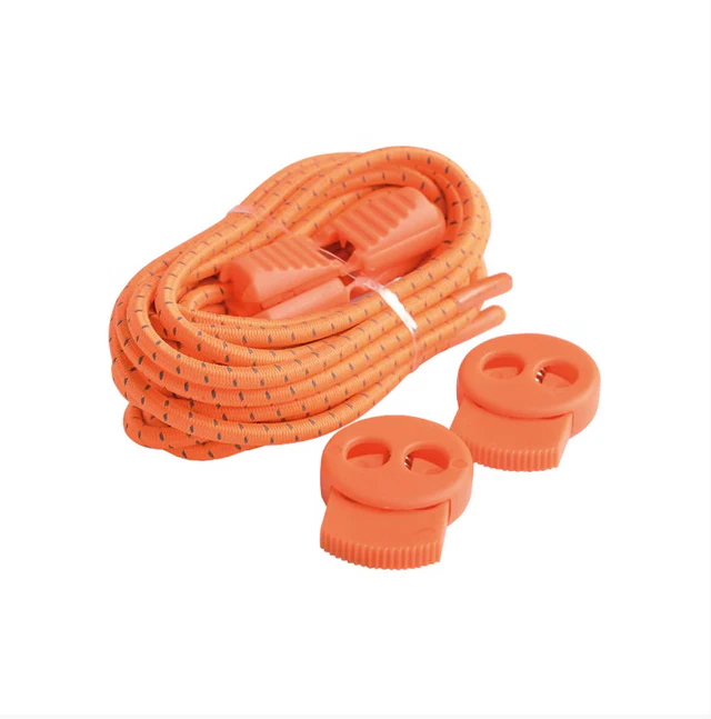 Elastische veters reflecterend 130cm met stopper - oranje