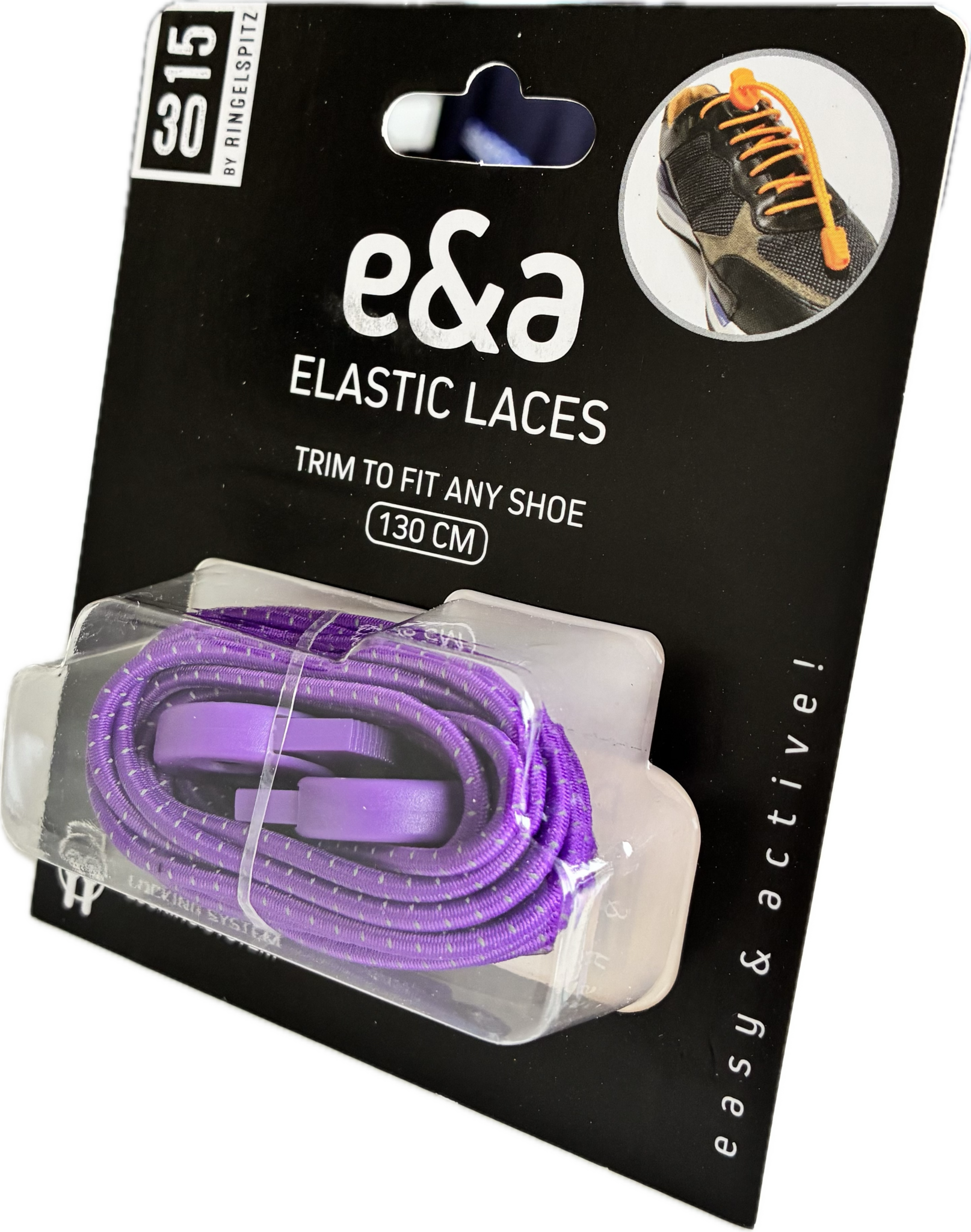 Elastische veters reflecterend 130cm met stopper - violet