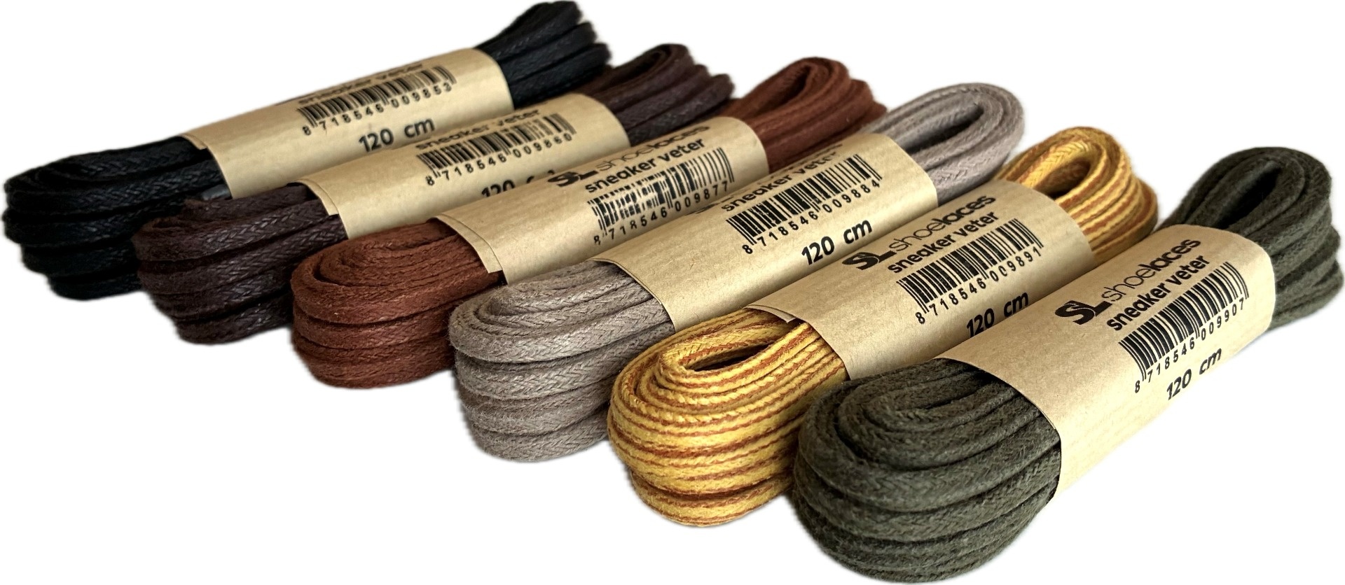 SL LINE Donkerbruine vierkante veters 120cm gewaxte katoen