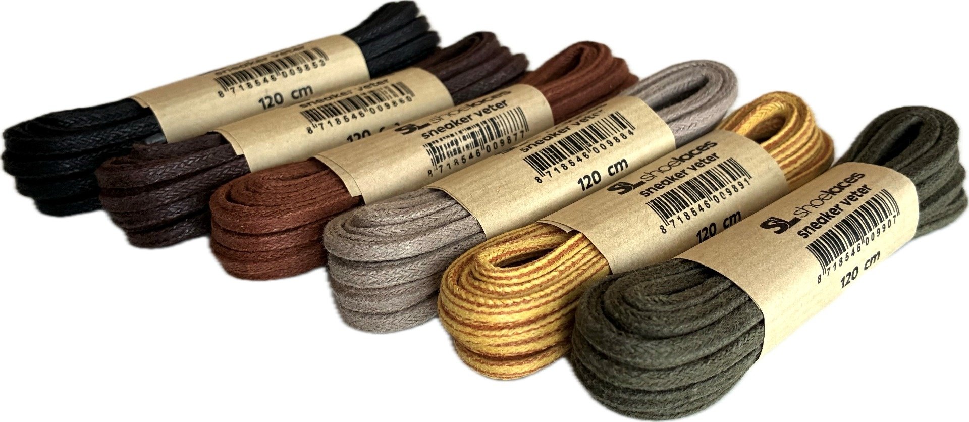 SL LINE Naturel vierkante veters 120cm gewaxte katoen