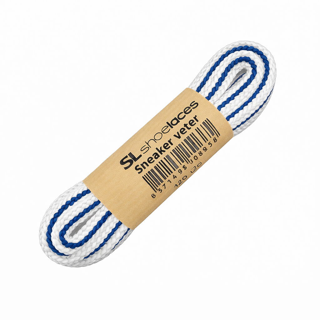 SL LINE Van Bommel veters – SL-Shoelaces wit/blauw