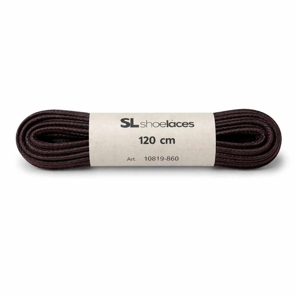 SL LINE Donkerbruine vierkante veters 120cm gewaxte katoen
