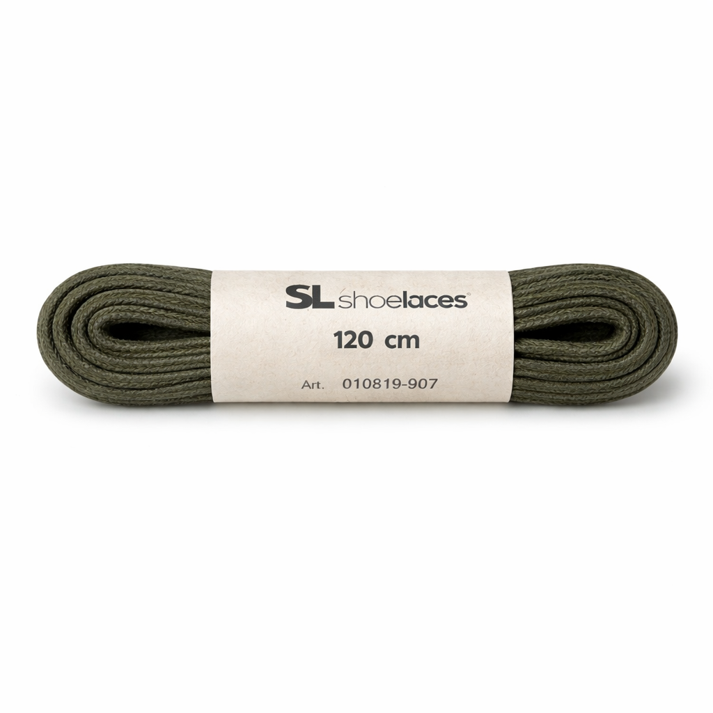 SL LINE Olijf vierkante veters 120cm gewaxte katoen
