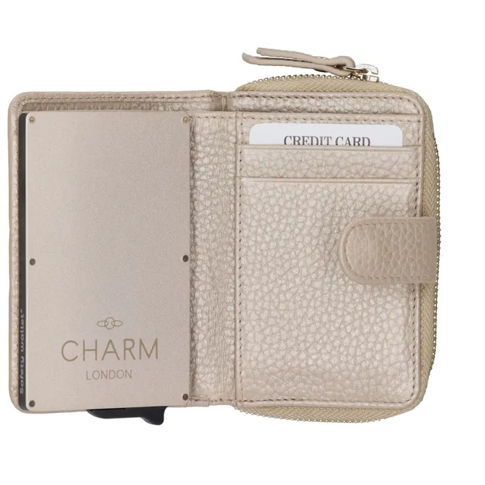 Charm London Charm London Washington pasjeshouder leer RFID - champagne