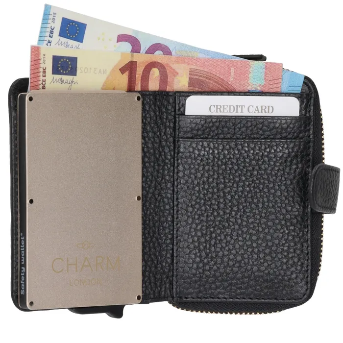 Charm London Charm London Washington pasjeshouder leer RFID - zwart