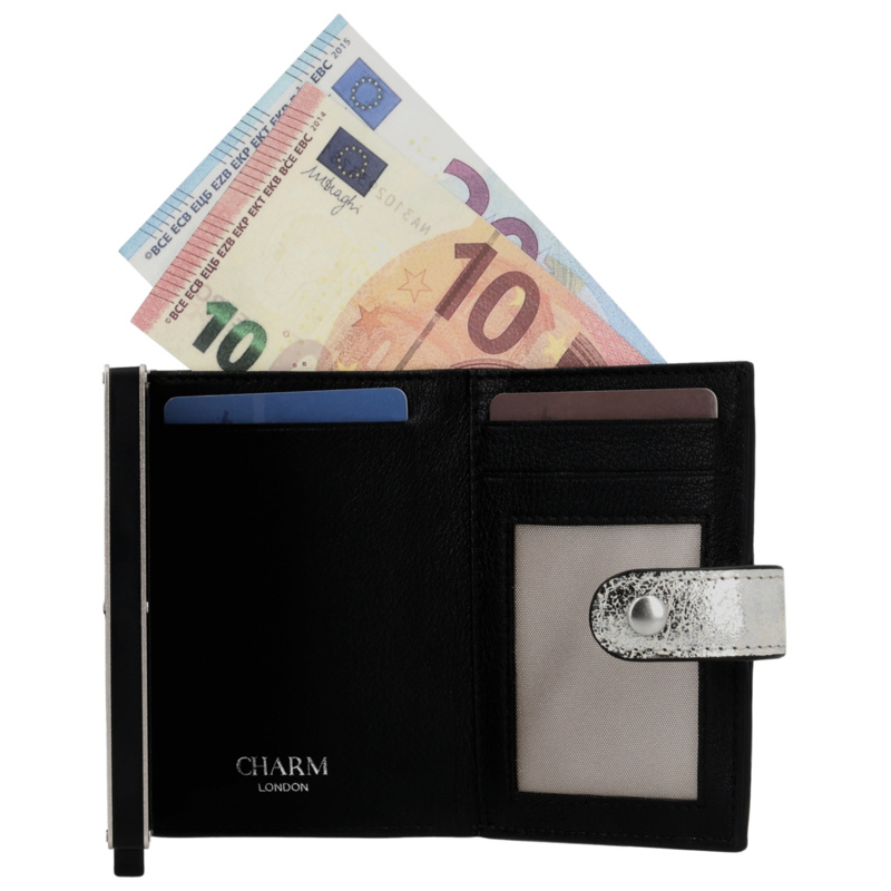 Charm London Charm London South Hill safety wallet leer RFID - zilver