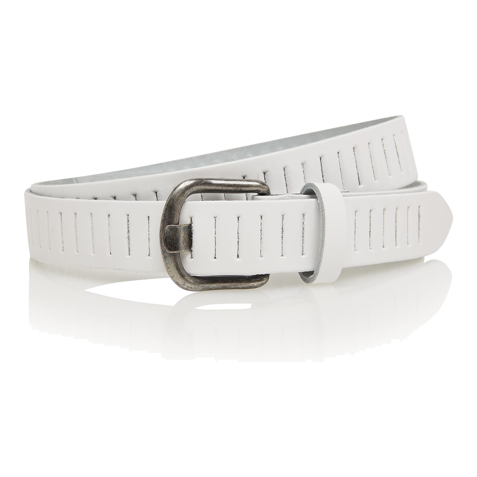 Timbelt Timbelt sleuven leren riem 3 cm – verstelbaar zonder gaatjes - wit
