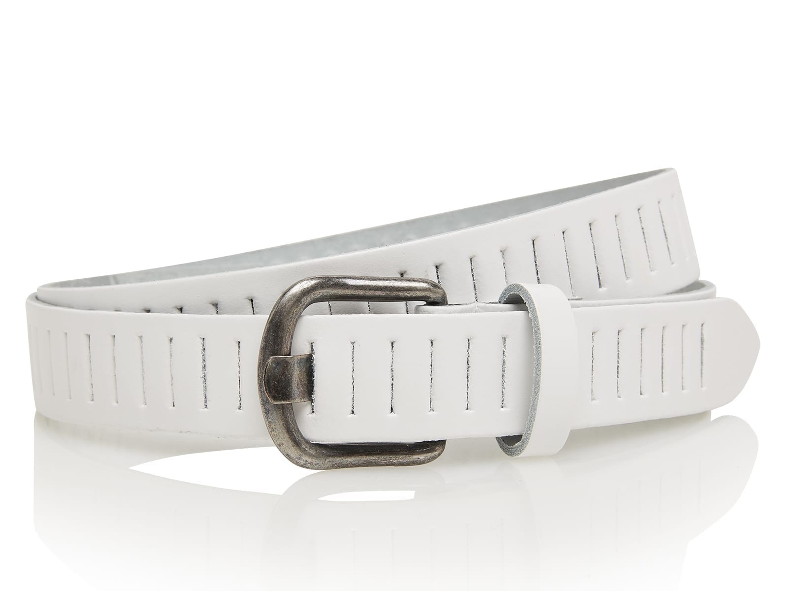 Timbelt Timbelt sleuven leren riem 3 cm – verstelbaar zonder gaatjes - wit