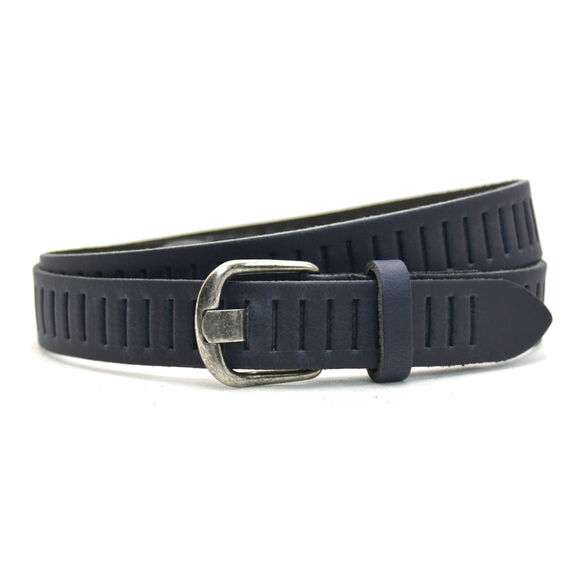 Timbelt Timbelt sleuven leren riem 3 cm – verstelbaar zonder gaatjes - blauw