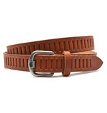 Timbelt Timbelt sleuven leren riem 3 cm – verstelbaar zonder gaatjes - cognac