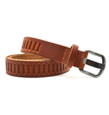 Timbelt Timbelt sleuven leren riem 3 cm – verstelbaar zonder gaatjes - cognac