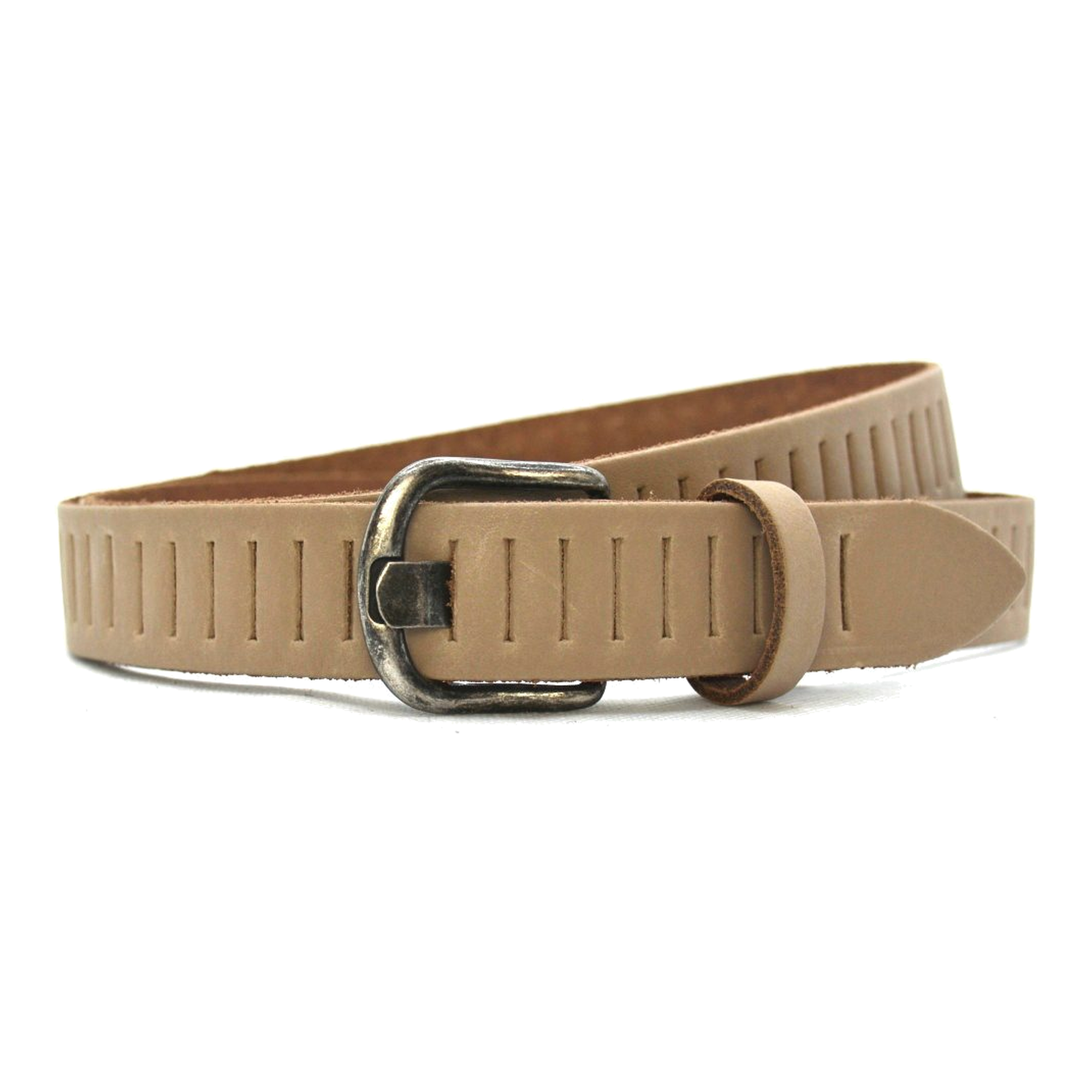 Timbelt Timbelt sleuven leren riem 3 cm – verstelbaar zonder gaatjes - taupe