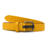 Timbelt Timbelt sleuven leren riem 3 cm – verstelbaar zonder gaatjes - geel