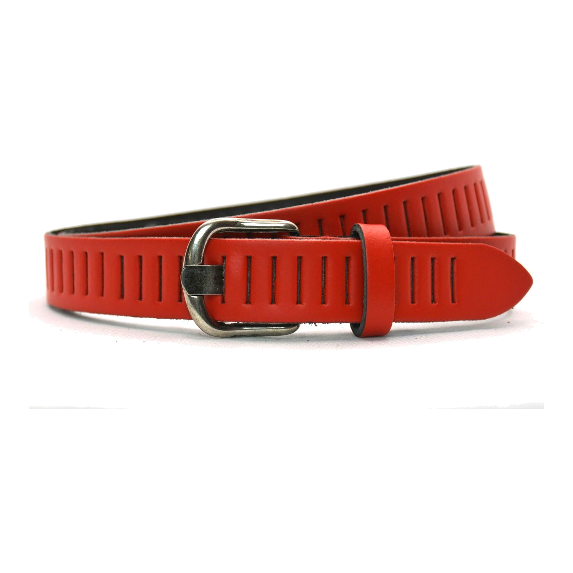 Timbelt Timbelt sleuven leren riem 3 cm – verstelbaar zonder gaatjes - rood